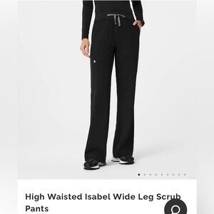 Figs NWT high waisted isabel wide leg scrub pants, medium, petite length, black